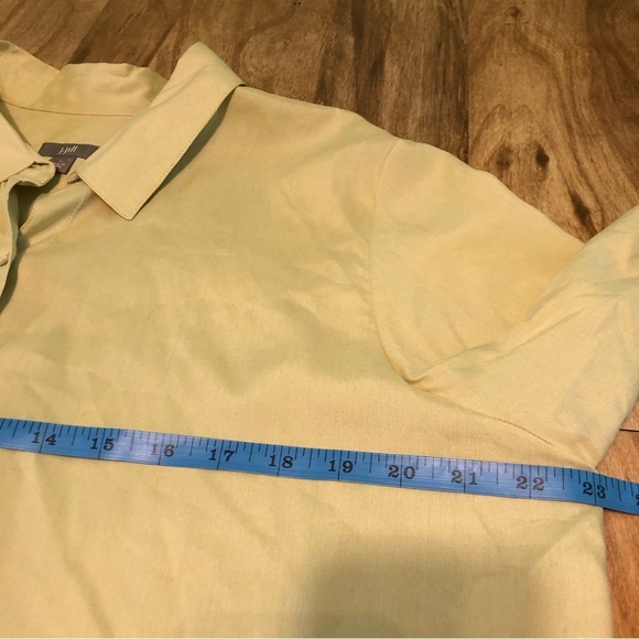 J. Jill Wheat Yellow 100% Silk Button Up Long Sleeve Shirt Womens Size Large - Picture 8 of 9